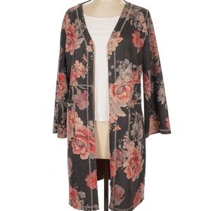 Solitaire Black and Pink Floral kimono from Anthropologie
